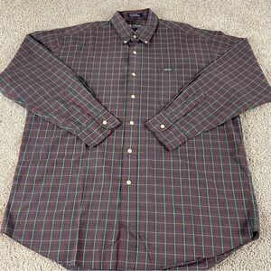 Vtg Chaps Ralph Lauren Button Up Shirt Large (Fits XL) Red Black Plaid 90s F505